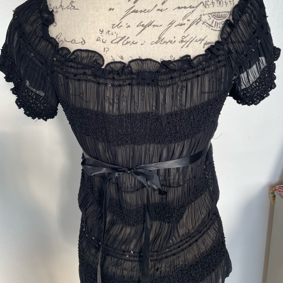 Elegant Black Sheer Blouse - Picture 2 of 4